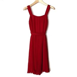 Zara Sleeveless Micropleated Midi Tie Waist Dress